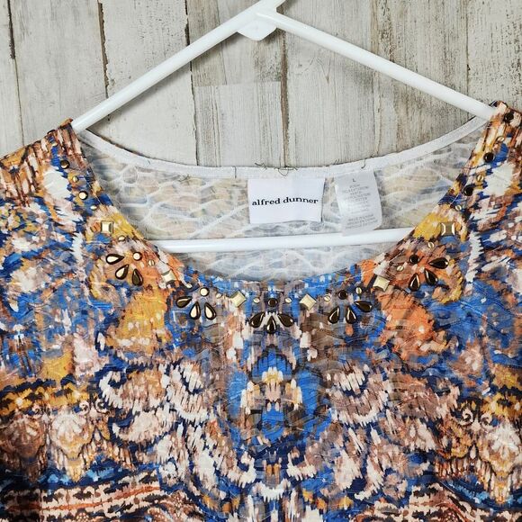 Alfred Dunner Studded Long Sleeve Blouse Multicolored Size Large - Picture 5 of 10